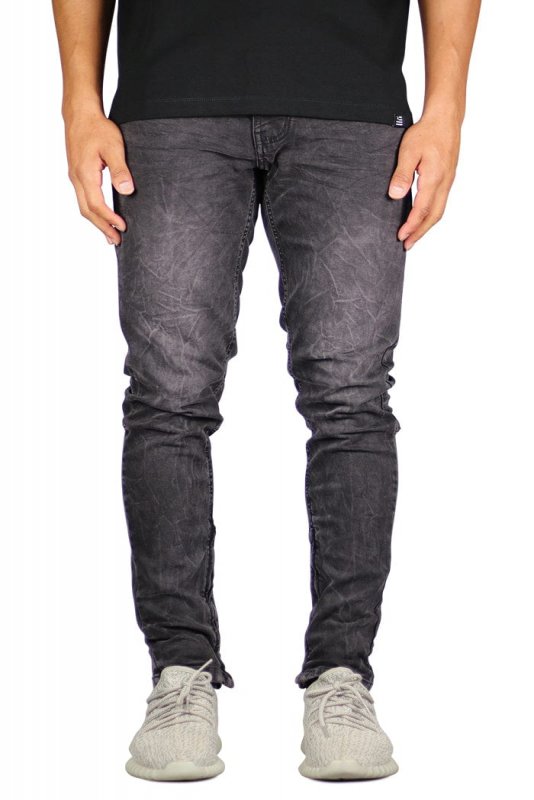 Fade Black Stack Zipper Jeans
