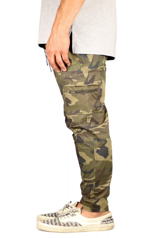 Olive Camo Cool Nylon Zipper Pants