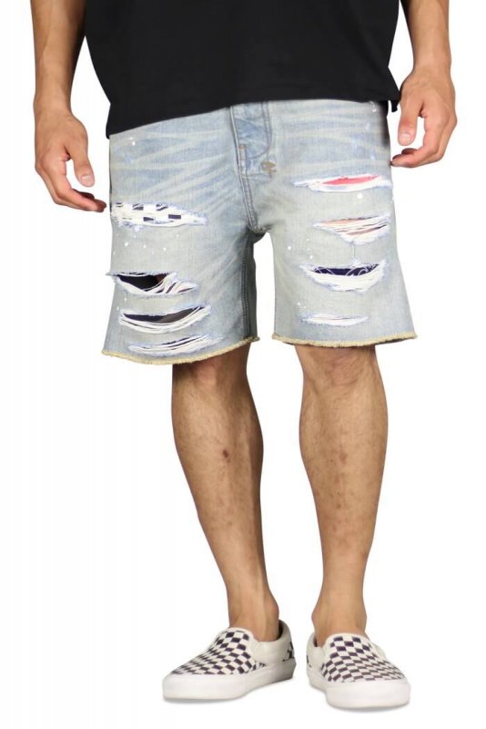 Indigo Patch Denim Shorts
