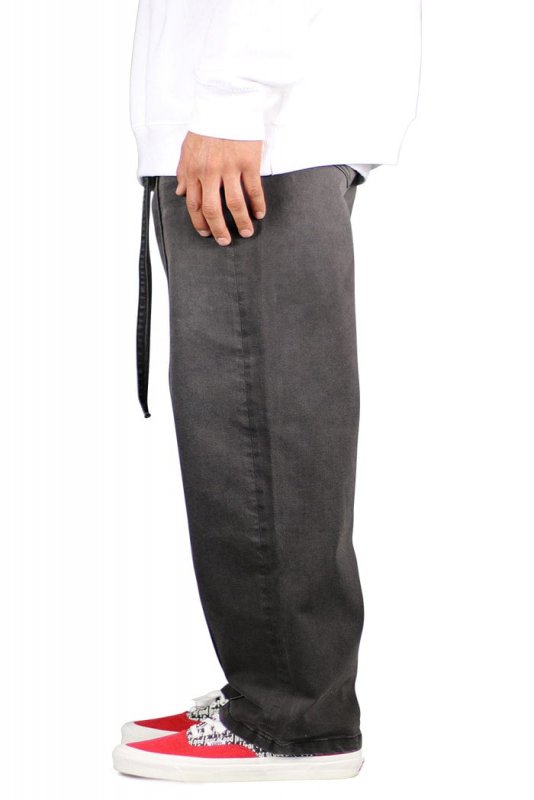 Fade Black Pleated Baggy Wide Jeans