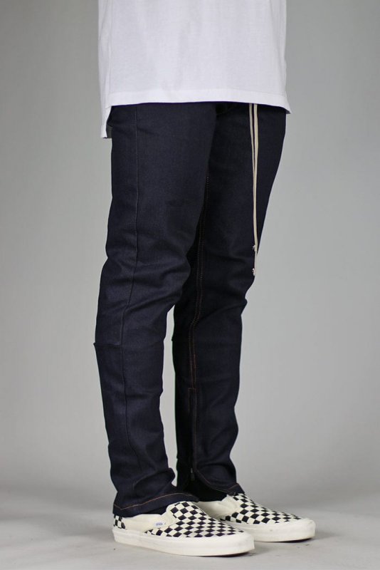 Raw Indigo Stack Zipper Jeans