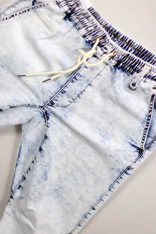 Acid Blue Denim Jogger Shorts