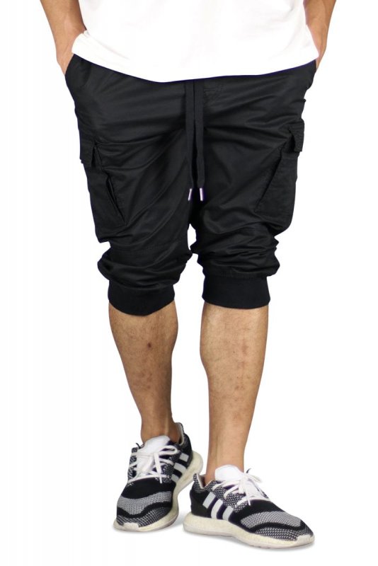 Black Cargo Jogger Shorts