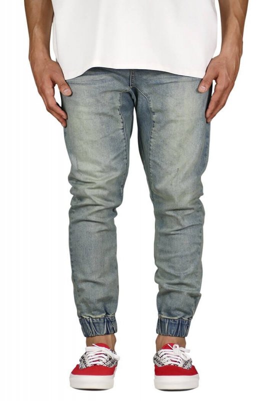 Indigo Drop Crotch Denim Joggers