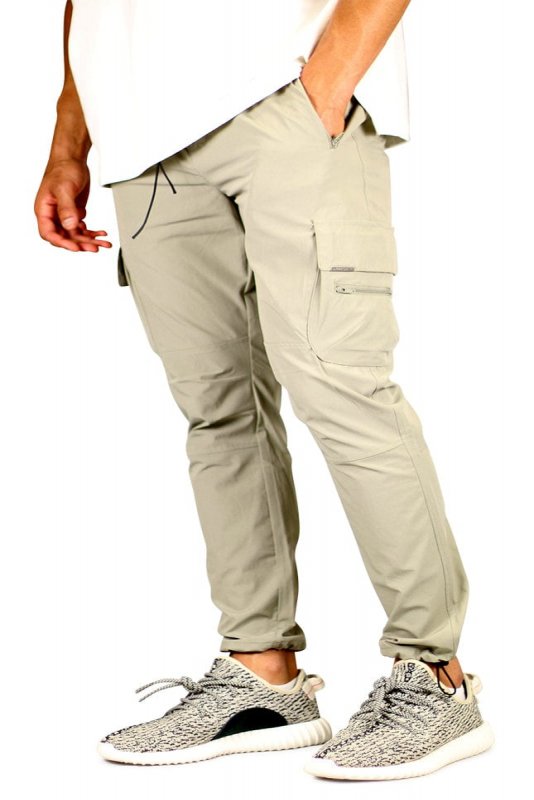 Taupe Cool Nylon Cargo Pants