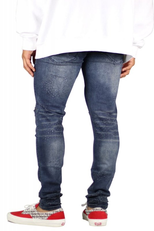 Marine Blue Blast-Cut Jeans