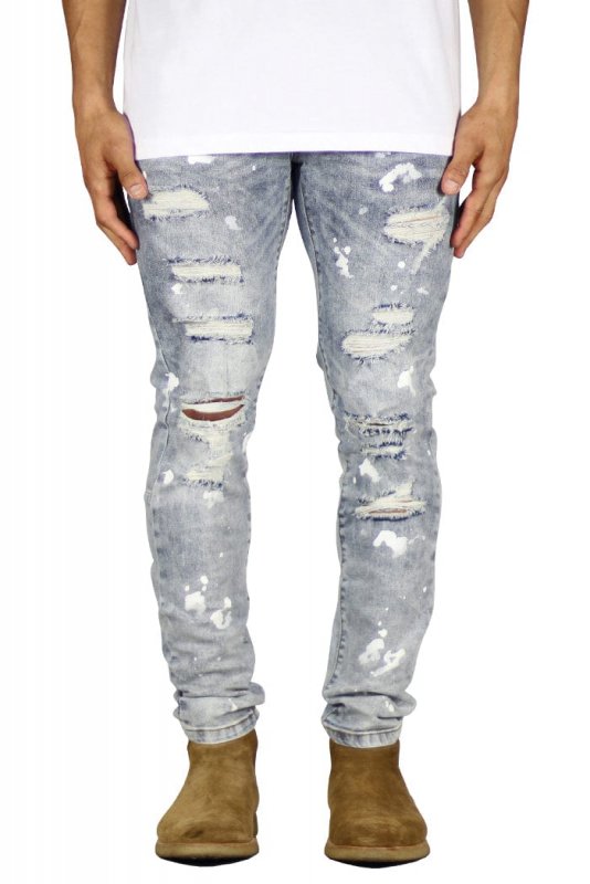 LT.Blue Rag Splatter Jeans