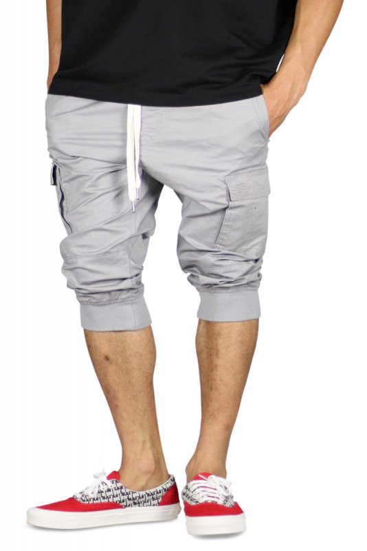 Gray Cargo Jogger Shorts
