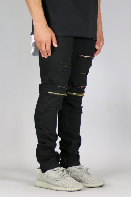 Black Knee Zipper pants