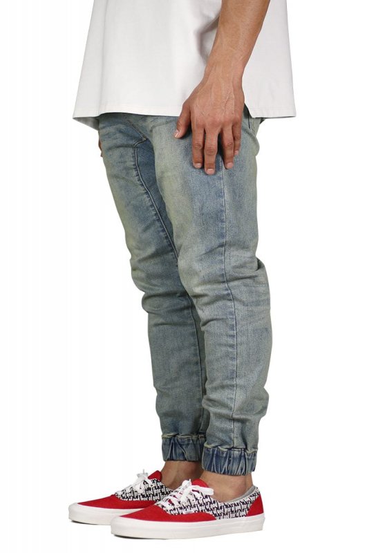 Indigo Drop Crotch Denim Joggers