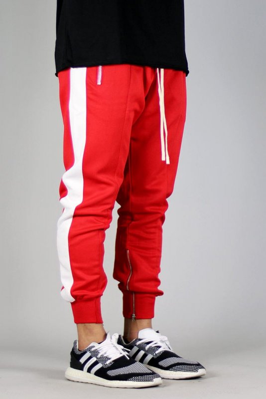 Red Track Zipper Joggers