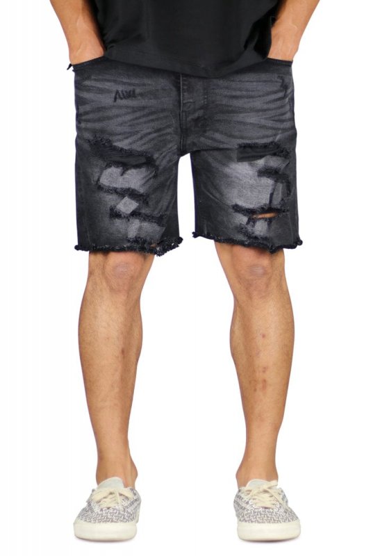 Black Thrasher Denim Shorts