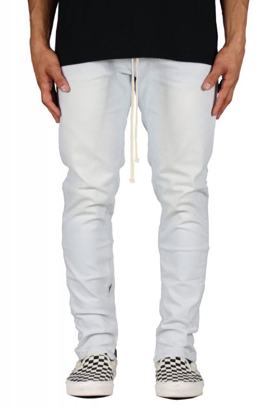 White Blue Stack Zipper Jeans