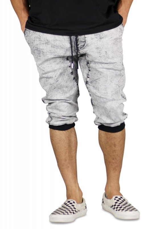 Acid Black Denim Jogger Shorts