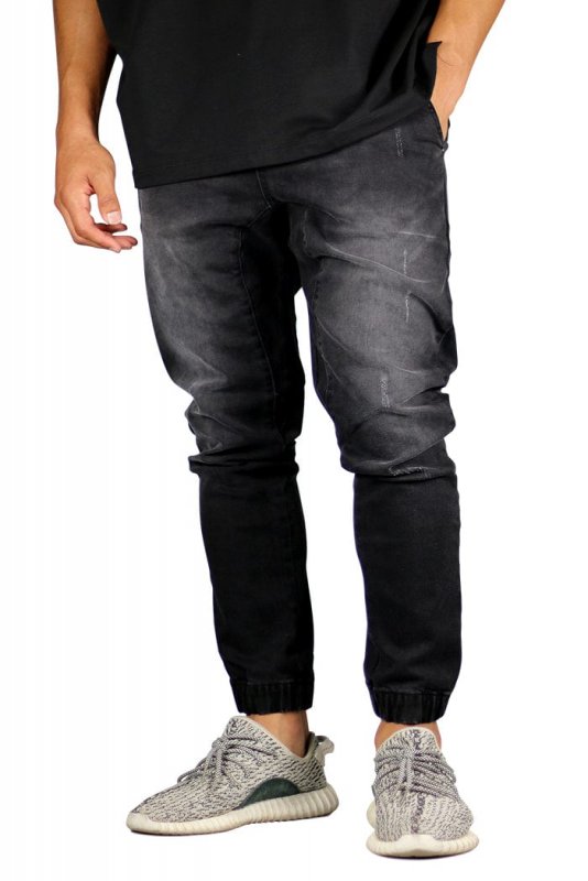 Black Drop Crotch Denim Joggers