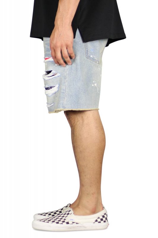 Indigo Patch Denim Shorts