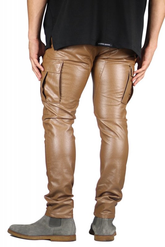 Brown Leather Cargo Pants