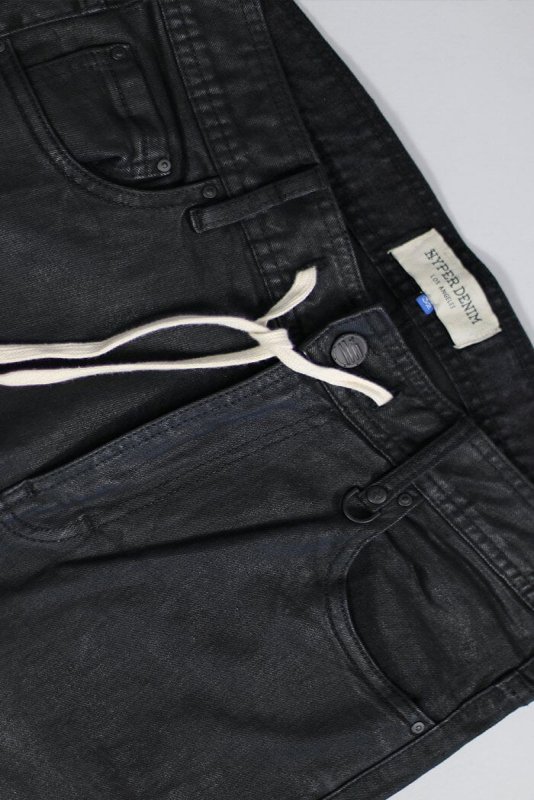 Wax Coated Stack Zipper Jeans