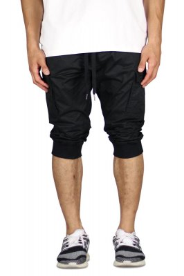 Black Cargo Jogger Shorts