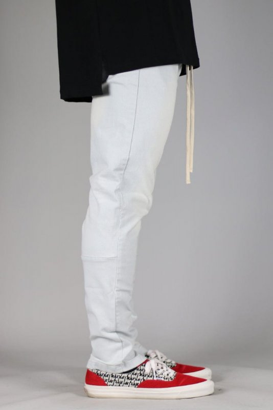White Blue Stack Zipper Jeans
