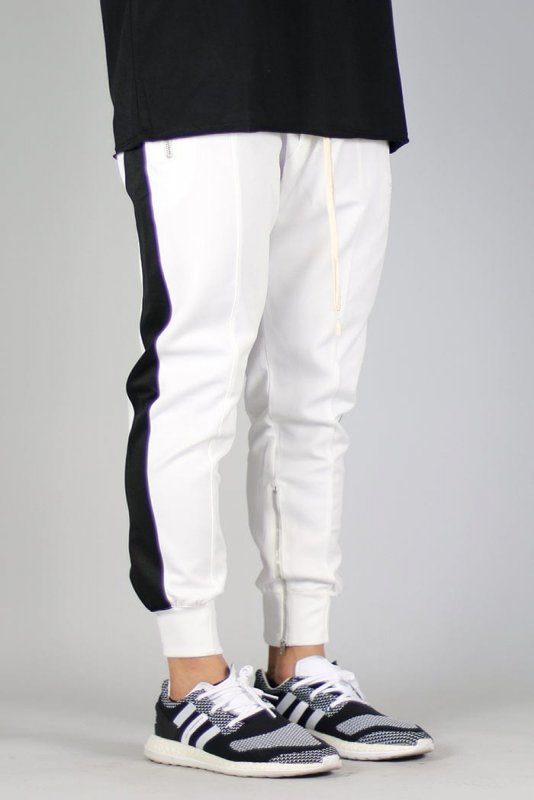 White Track Zipper Joggers