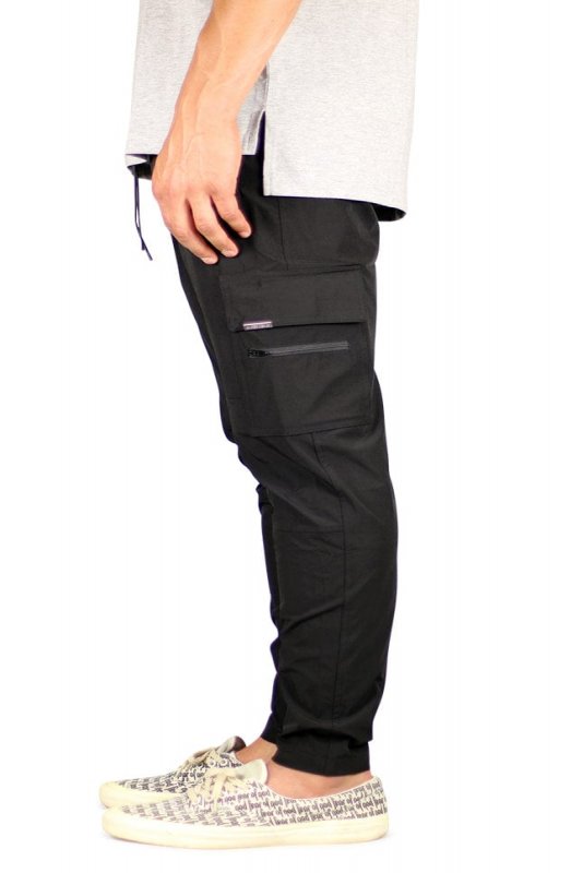 Black Cool Nylon Zipper Pants